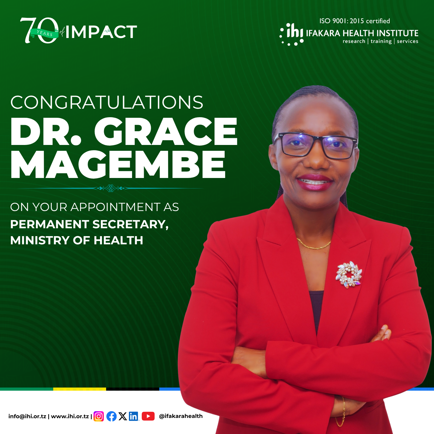 APPOINTMENT:  Congratulations to the new Ministry of Health Permanent Secretary, Dr. Grace Magembe