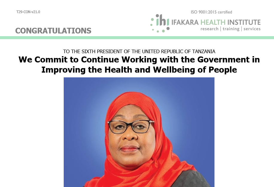 Congratulations to The Sixth President of The United Republic of Tanzania - We Commit to Continue Working with the Government in Improving the Health and Wellbeing of People