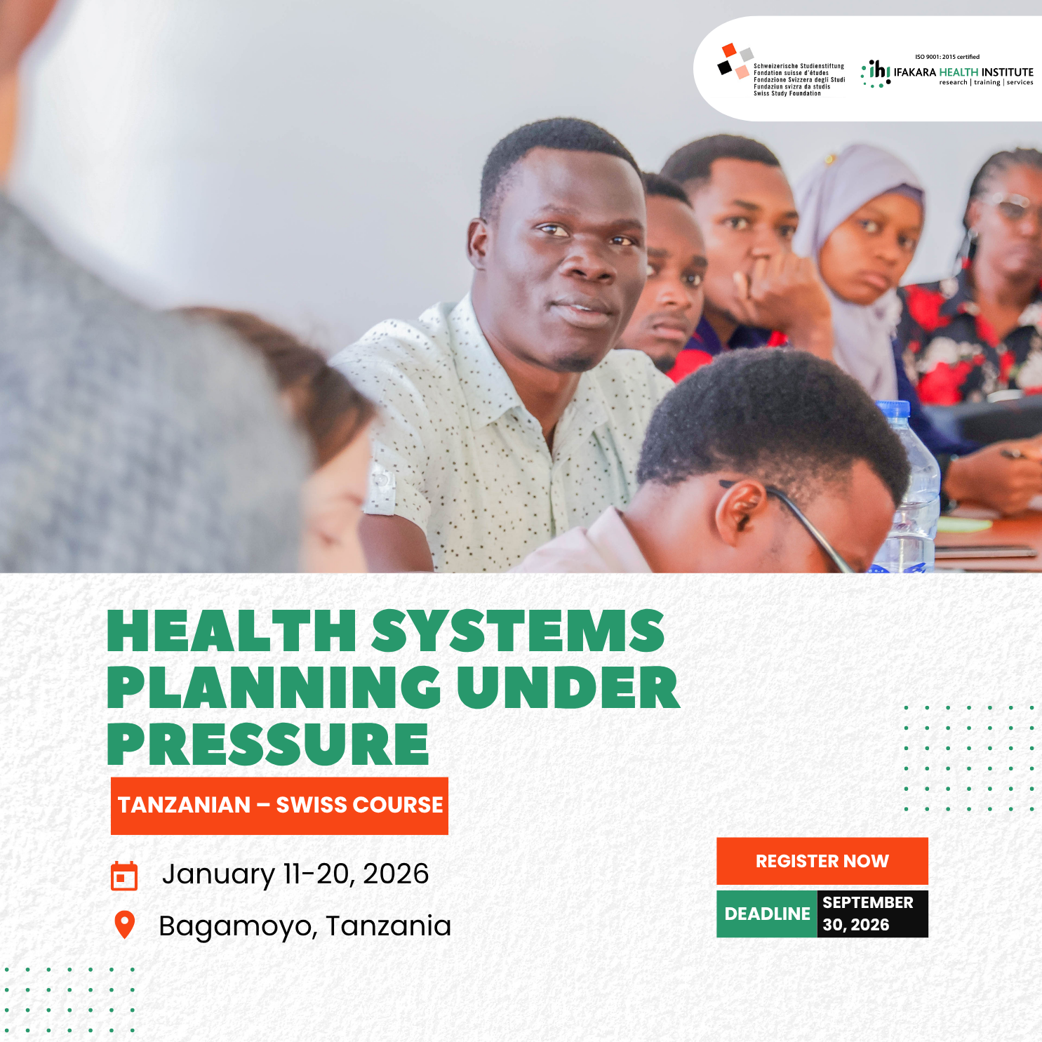 TRAINING: Ifakara, Swiss TPH to host health systems course in Tanzania early next year