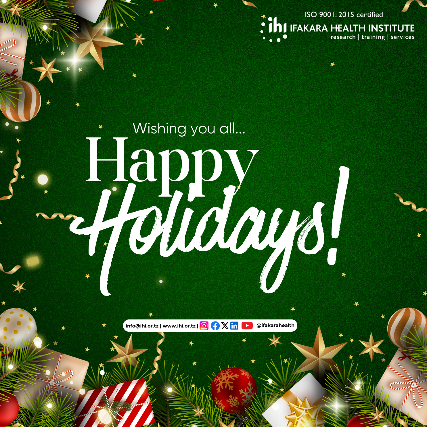 HOLIDAY SEASON:  We’re taking a short break!