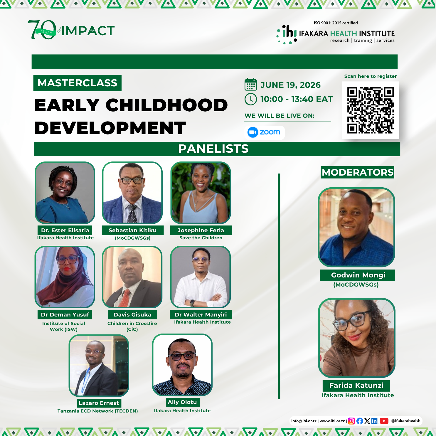 MASTERCLASS:  Ifakara to host Early Childhood Development webinar