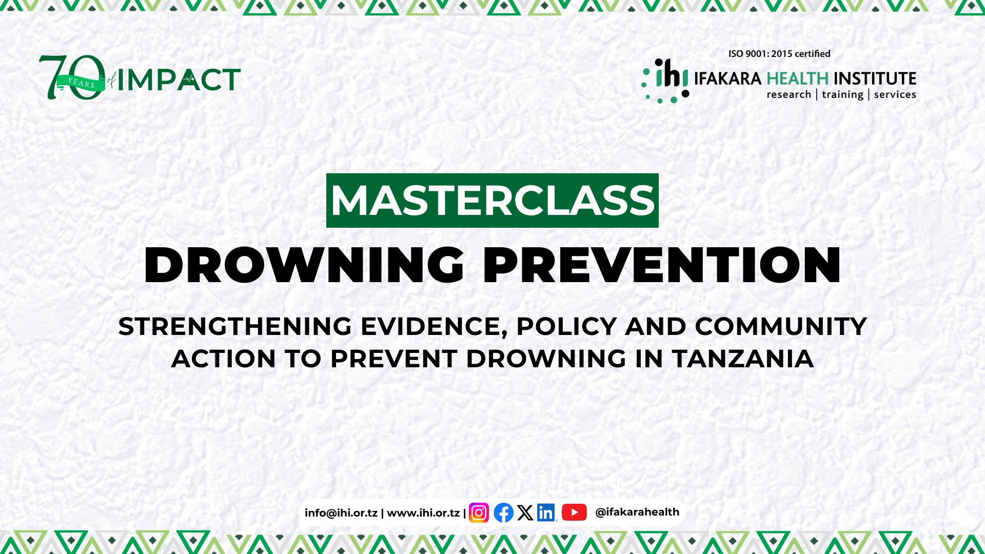 MASTERCLASS:  Ifakara, partners unite to advance drowning prevention in Tanzania