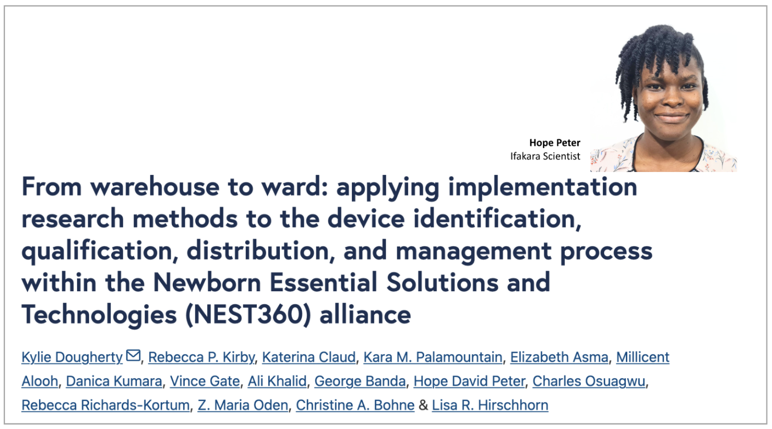CHILD HEALTH: Saving newborn lives with better access to equipment